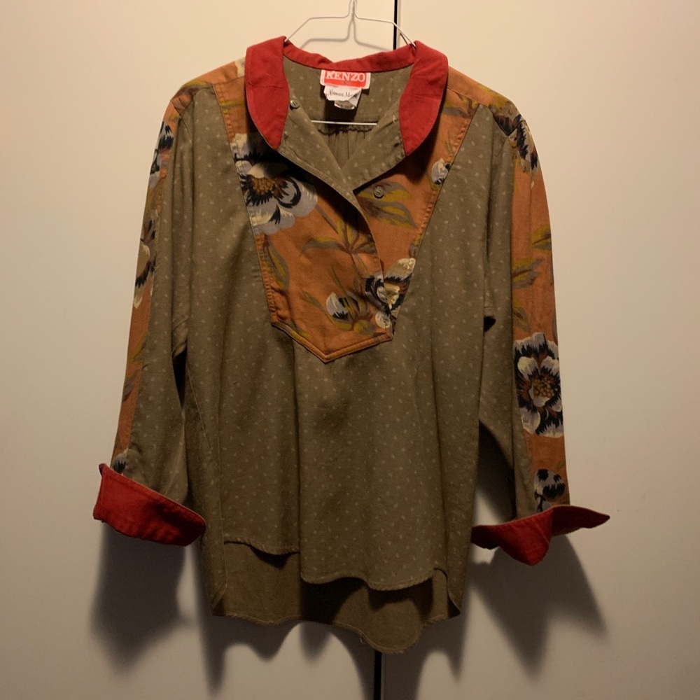 RARE vintage Kenzo wool shirt Neiman Marcus floral